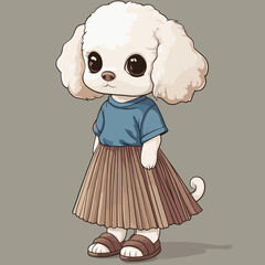Cute cartoon dog character in trendy outfit