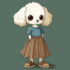 Cute cartoon dog character in trendy outfit