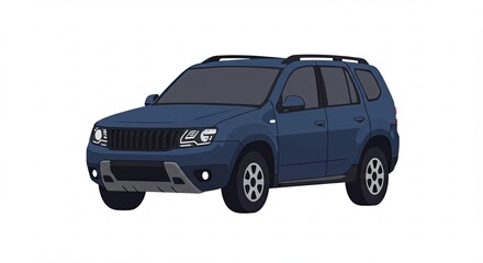 Blue Suv Vehicle Car Isolated on White Background
