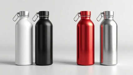 Insulated water bottles stainless steel reusable travel flask for hot cold drinks mockup design