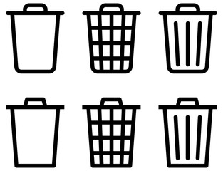 ゴミ箱のイラストアイコンセット線画