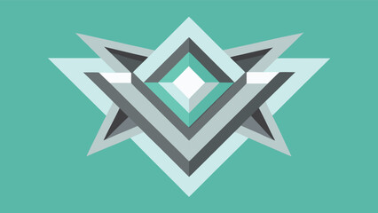 Fototapeta premium Teal and Gray Geometric Starburst Shape with Layered Triangles abstract