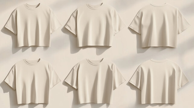 Oversized boxy t shirts displayed in neutral beige color, showcasing minimalist design. soft fabric and relaxed fit create casual yet stylish look, perfect for everyday wear