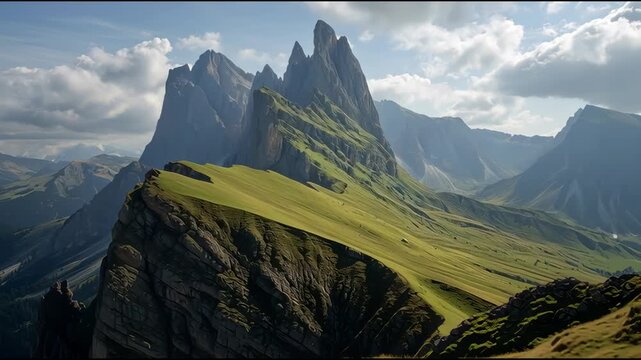 Natural landscape of Seceda, Val Gardena, Dolomites, Italy.