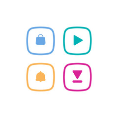 Colorful Square Web Icons for Action Buttons