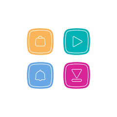 Colorful Square Web Icons for Action Buttons
