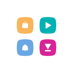 Colorful Square Web Icons for Action Buttons