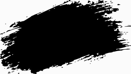 Black paint stroke with rough edges isolated on a white background creating an abstract design element