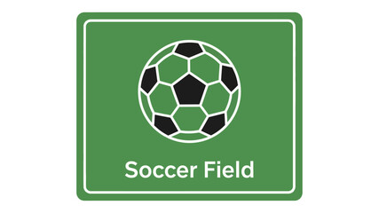 Soccer Field Icon A Green Sign with a Soccer Ball, Symbolizing Sport and Recreation