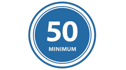 Blue Circular Badge Indicating a Minimum Value of 50, Emphasizing Thresholds and Standards