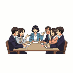 A multi-generational and diverse business team, led by a confident female, collaborates effectively in an inclusive meeting, embodying social responsibility.