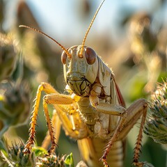 Locust invasion in a wheat field.