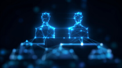 Fototapeta premium Business Merger Concept with Holographic Organizational Charts