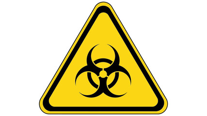 Biohazard warning symbol displayed on a yellow triangle, signifying danger and potential hazards in the environment.