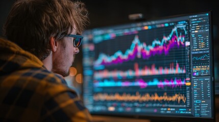 Crypto Investor Analyzing Price History of Digital Token on Interactive Chart