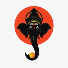 ganpati line art conceptual design for pooja room decor, banner, card, poster and Hindu festival ganesh chaturthi.