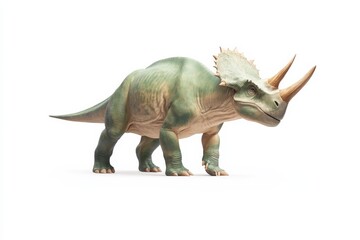 Obraz premium Realistic depiction of a proto dinosaur with horns and scaly texture for educational design