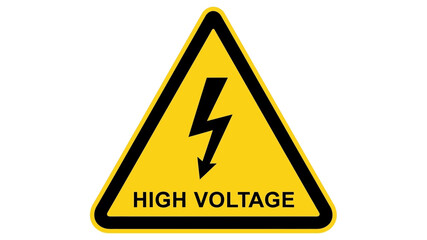 High Voltage Warning Sign - Danger Alert Electricity Hazard Symbol on a Yellow Triangle