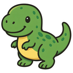 Fototapeta premium Cute Cartoon Dinosaur Vector Illustration, Kawaii Baby Dino Clipart PNG