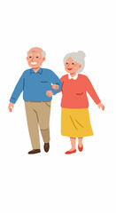 Fototapeta premium An elderly couple walking and holding hands. They are enjoying a leisurely stroll together
