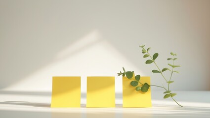 Simple yellow sticky notes with a plant sprouting, symbolizing growth and progress.