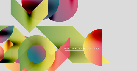 Obraz premium Abstract shapes overlap, creating vibrant color gradients. Modern design features soft hues, geometric forms, dynamic composition.