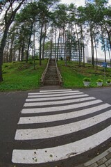  Lake Naroch, Belarus, July 16, 2025. Stairs to the Narochanka sanatorium.                              