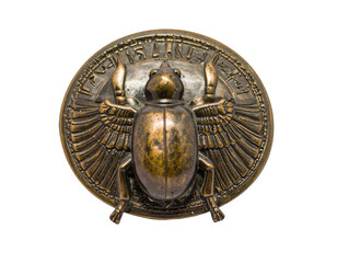 Isolated on white background, realistic Egyptian scarab amulet crafted with intricate details, symbolizing protection, rebirth, and good fortune, historically treasured in ancient Egypt, perfect for c