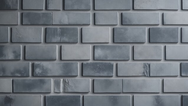Fototapeta Close-up of grey brick wall with textured surface and rectangular pattern.