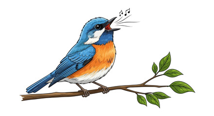 Obraz premium singing bluebird on branch perfect for spring nature music and childrens book illustrations