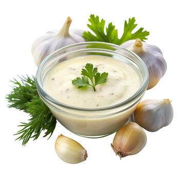 garlic souse white background