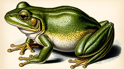 Female Edible Frog Genital Organs, vintage illustration