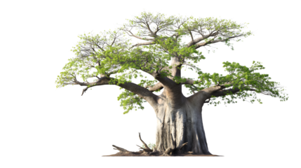  majestic baobab tree stands tall isolated on white background