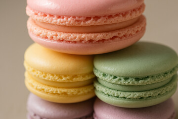 Stack of macarons with smooth, glossy shells