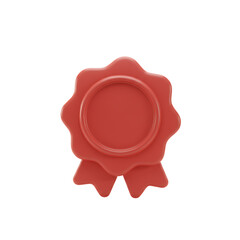 3D Minimalist Professional Certification Seal Isolated on Pure White