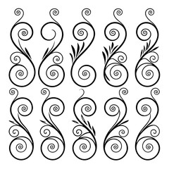 Black and white ornamental swirls and flourishes in a repeating pattern decorative