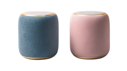 Two fabric-covered cylindrical speakers