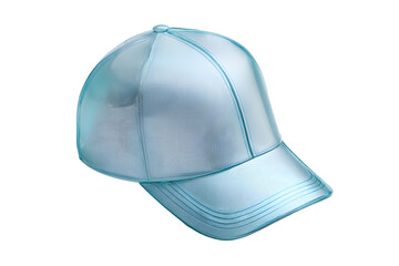 Light blue cap with a curved brim on a transparent background