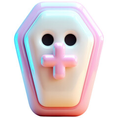 Obraz premium Pastelcute coffin with halloween decor cartoon style features soft colors and playful design that brings charming and lighthearted vibe to spooky