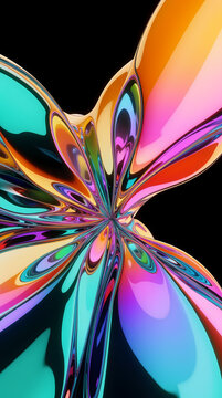 Symmetrical Fractal Flower, Digital Artwork for Creative Graphic Design