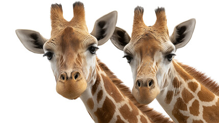 Fototapeta premium Two giraffes facing forward together