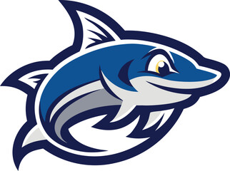 Aggressive blue and gray shark mascot head