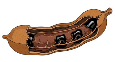 Tamarind Fruit Illustration A Detailed Look at the Pod and Seeds