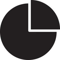 Simple pie chart silhouette vector for data visualization, analytics, business report, and statistical presentation.