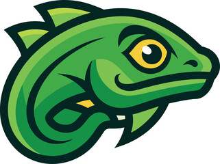 Green lizard mascot head logo