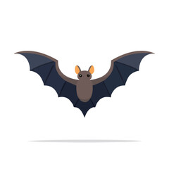 Obraz premium Cartoon illustration of a bat with outstretched wings, isolated on white background.