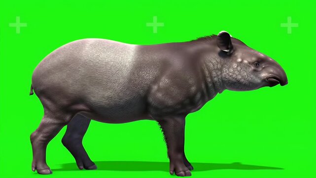 Malayan Tapir Isolated on Green Screen - Digital 3D Render of a Unique Wild Mammal for Compositing