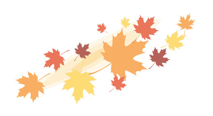 autumn leaves falling, fall foliage background, maple leaf, seasonal nature design, isolated, white