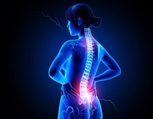 腰に痛みを感じる女性