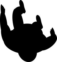 Black man silhouette on isolated white background. Vector illustration. Top view.